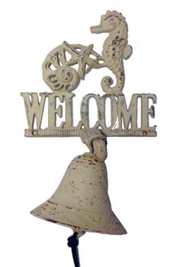 Cast Iron Bell Welcome Sign Starfish Shell Seahorse Small