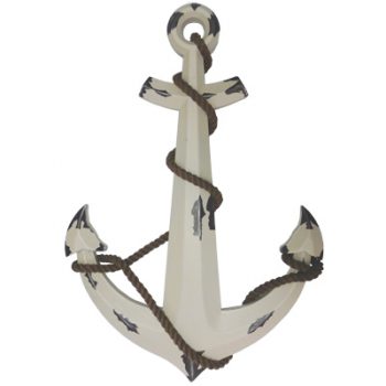 Wooden Anchor Large Retro White 59cm