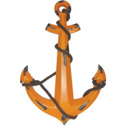 Wooden Anchor Large Retro Orange 59cm