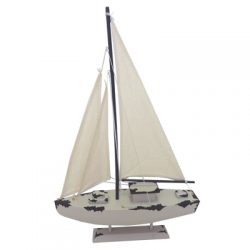 Wooden Sailboat Decoration- Retro White 53cm