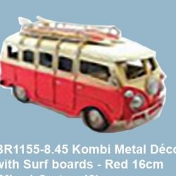 Kombi Metal Decor with LifeBuoy & Surf board - Red 16cm