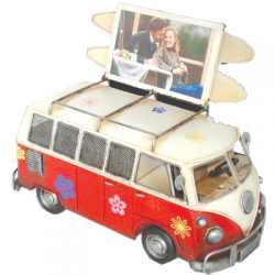 Old Hippie Van Flip Top Photo frame & Money Box W Surf Boards -Red