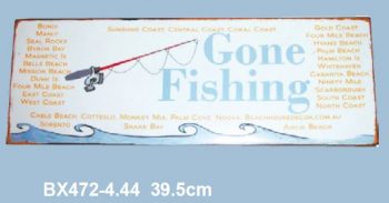 Gone Fishing Sign Metal 39.5cm