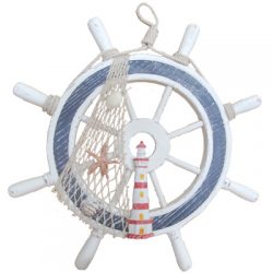 Ships wheel with Lighthouse - Blue